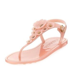 Coach - Tea Rose Multi Floral With Gold Embellishment Jelly Thong Sandal Size 9